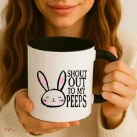 Shout Out To My Peeps Funny Easter Bunny Design Coffee Mug thumb 3