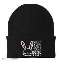 Shout Out To My Peeps Funny Easter Bunny Design Beanie thumb 0