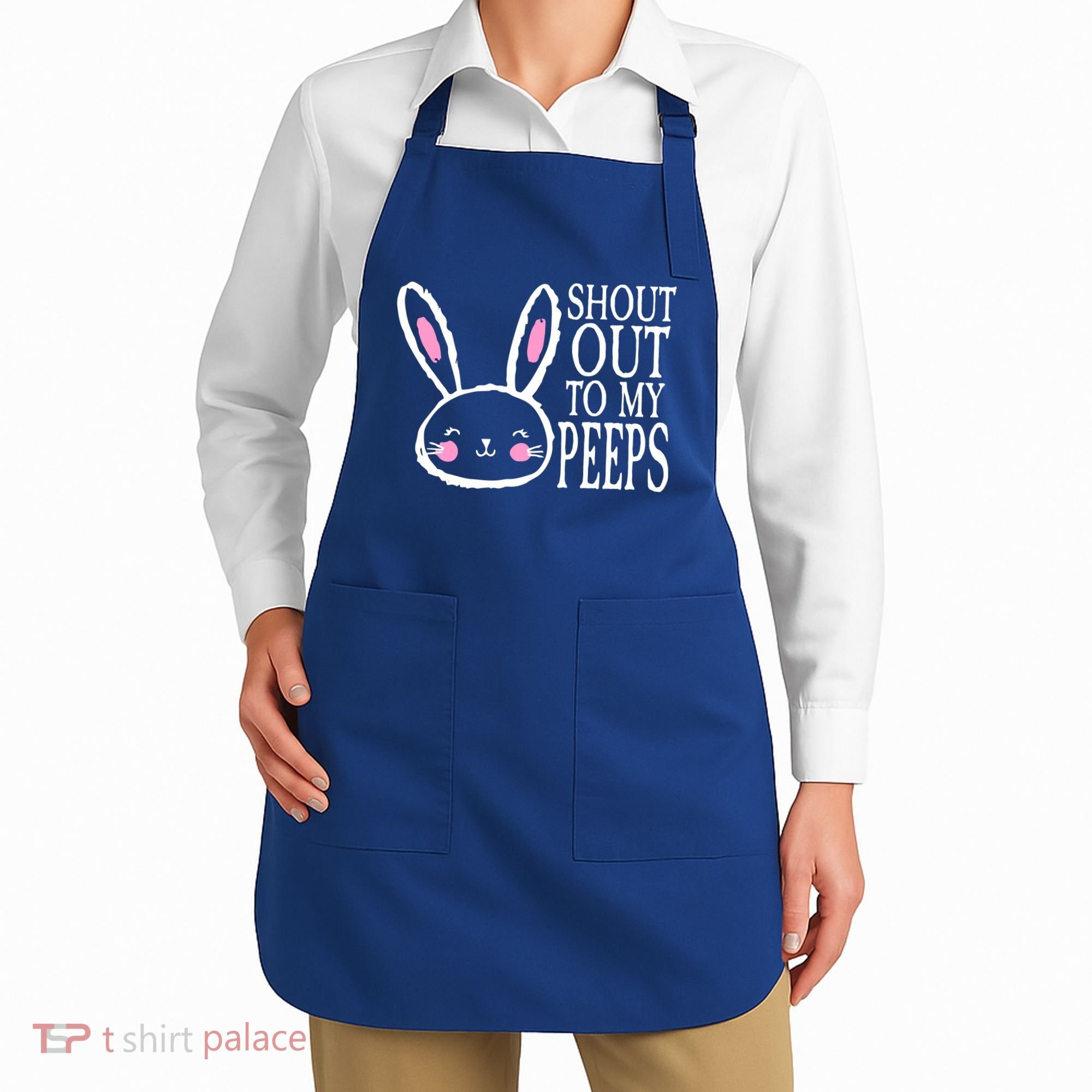 Shout Out To My Peeps Funny Easter Bunny Design Apron