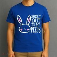 Shout Out To My Peeps Funny Easter Bunny Design T-Shirt thumb 3