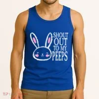 Shout Out To My Peeps Funny Easter Bunny Design Tank Top thumb 3