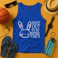 Shout Out To My Peeps Funny Easter Bunny Design Tank Top thumb 4