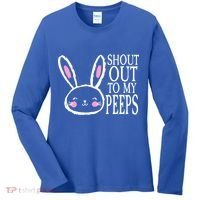 Shout Out To My Peeps Funny Easter Bunny Design Women's Long Sleeve Shirt thumb 0