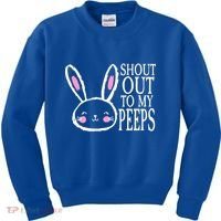 Shout Out To My Peeps Funny Easter Bunny Design Kids Sweatshirt thumb 0