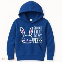 Shout Out To My Peeps Funny Easter Bunny Design Kids Hoodie thumb 0
