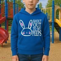 Shout Out To My Peeps Funny Easter Bunny Design Kids Hoodie thumb 2