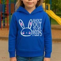 Shout Out To My Peeps Funny Easter Bunny Design Kids Hoodie thumb 3