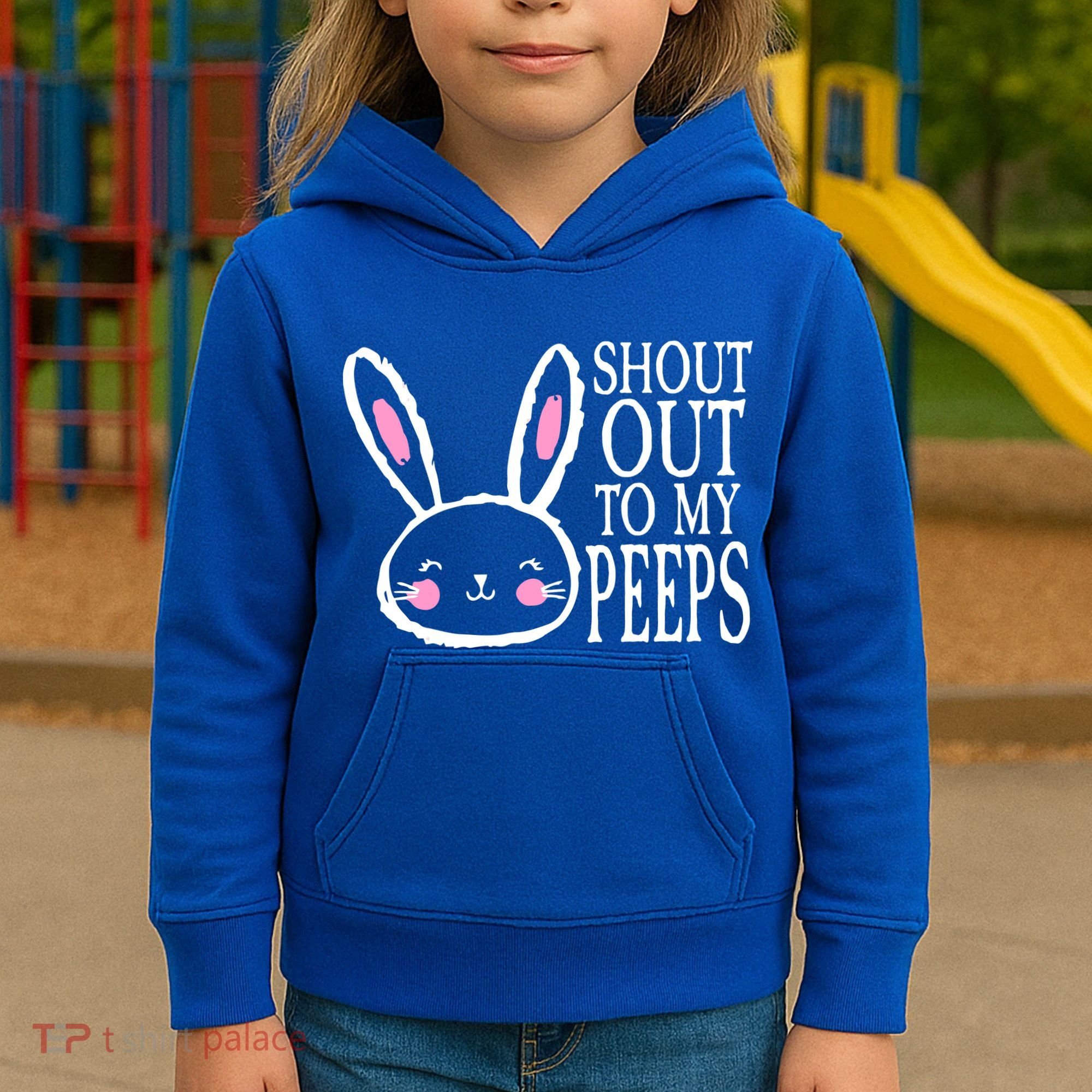 Shout Out To My Peeps Funny Easter Bunny Design Kids Hoodie