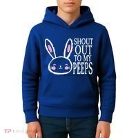 Shout Out To My Peeps Funny Easter Bunny Design Kids Hoodie thumb 4