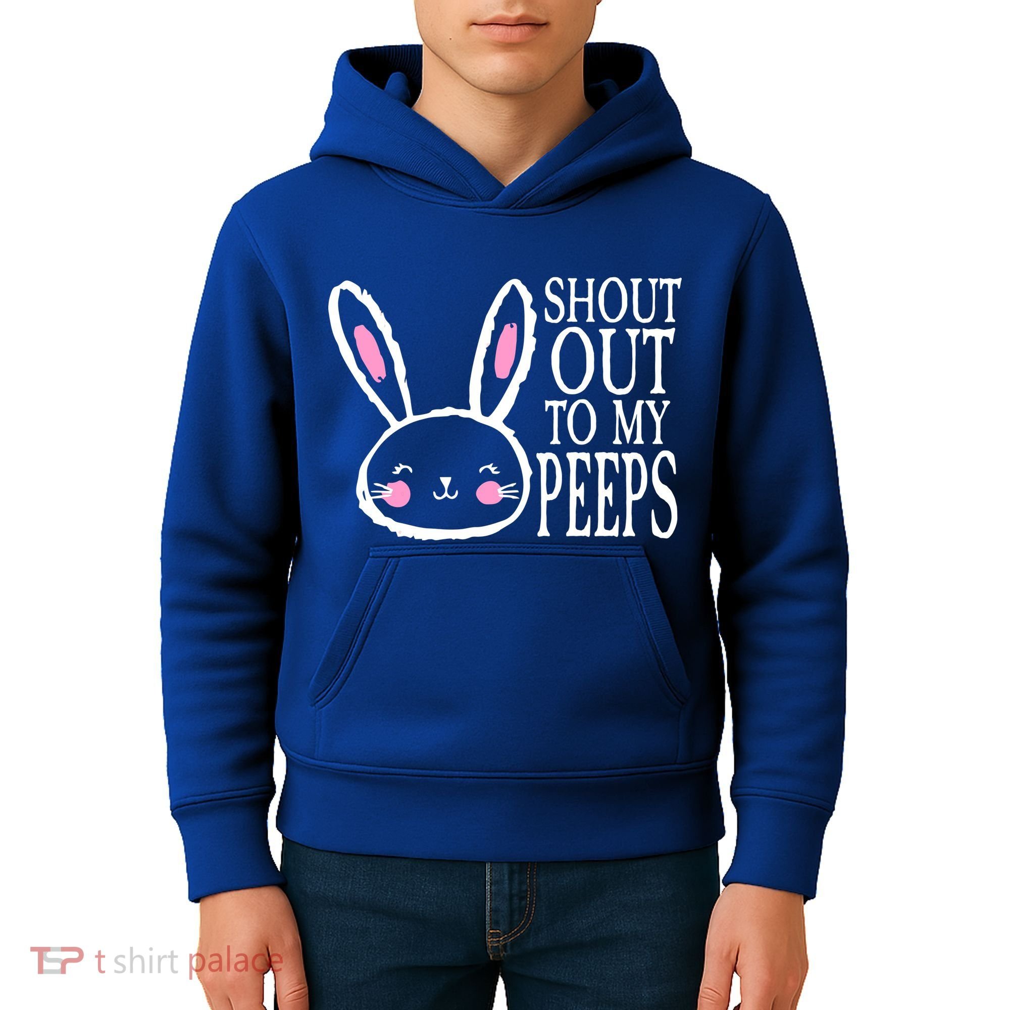 Shout Out To My Peeps Funny Easter Bunny Design Kids Hoodie