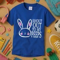 Shout Out To My Peeps Funny Easter Bunny Design Kids T-Shirt thumb 3