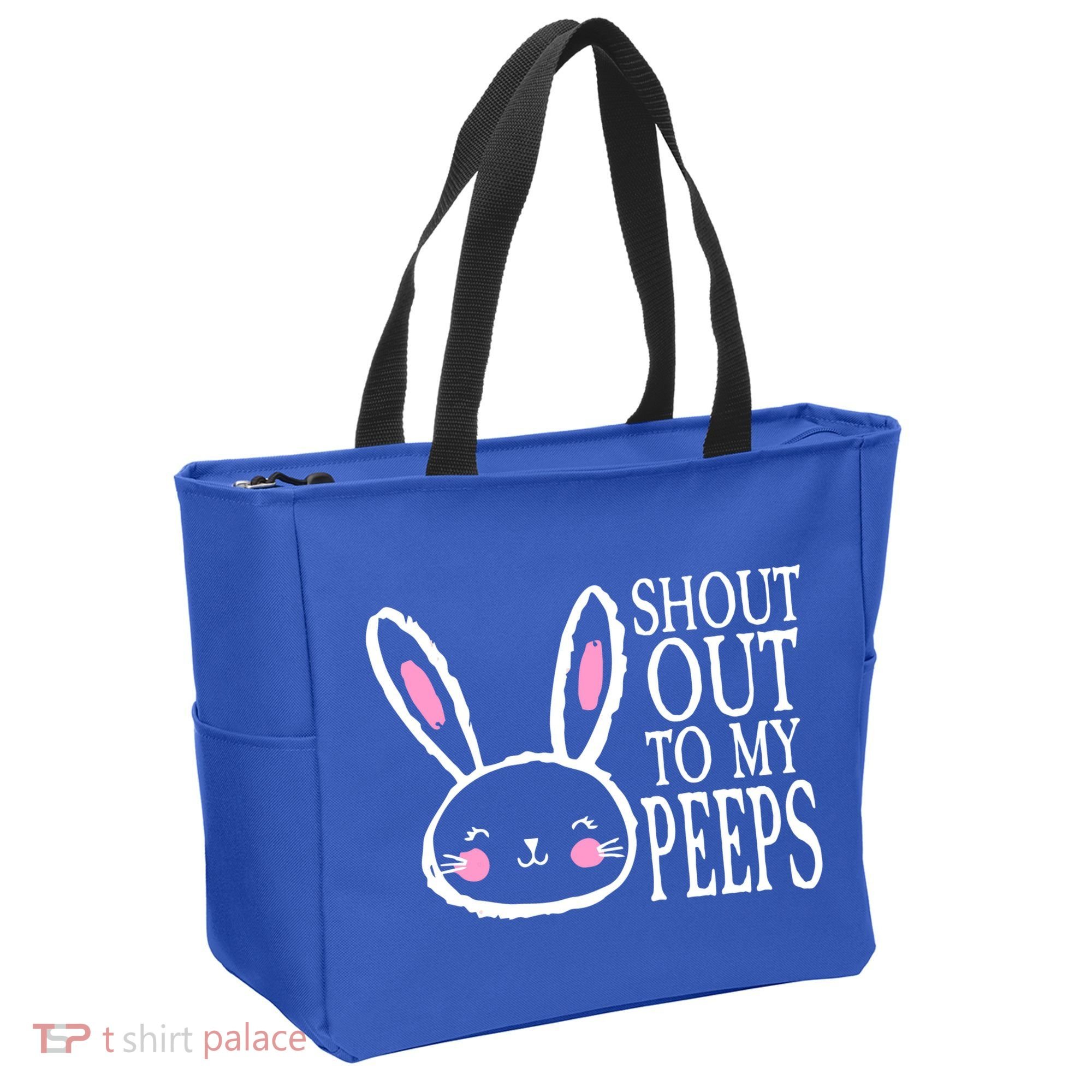 Shout Out To My Peeps Funny Easter Bunny Design Tote Bag