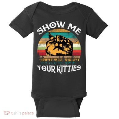 Show Me Your Kitties Retro Cat Lover Baby Bodysuit
