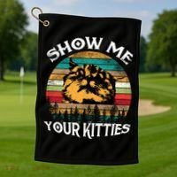 Show Me Your Kitties Retro Cat Lover Golf Towel thumb 1