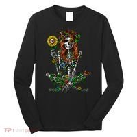Skeleton Hippie Psychedelic Sunflower Nature Floral Women Long Sleeve Shirt thumb 0