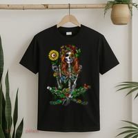 Skeleton Hippie Psychedelic Sunflower Nature Floral Women T-Shirt thumb 2