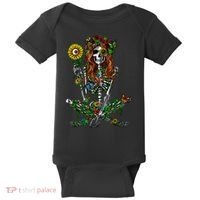 Skeleton Hippie Psychedelic Sunflower Nature Floral Women Baby Bodysuit thumb 0