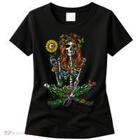 Skeleton Hippie Psychedelic Sunflower Nature Floral Women Women's T-Shirt thumb 0