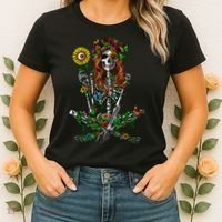 Skeleton Hippie Psychedelic Sunflower Nature Floral Women Women's T-Shirt thumb 2