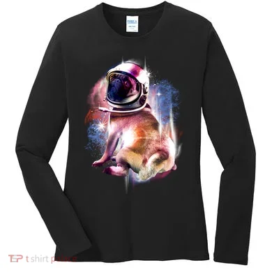 Space Hunger Pug Women's Long Sleeve Shirt