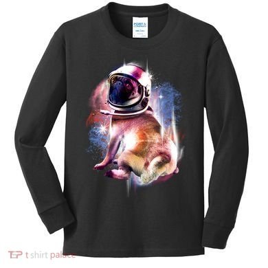 Space Hunger Pug Kids Long Sleeve Shirt