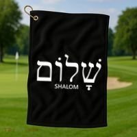Shalom Hebrew Peace Israel Jewish Golf Towel thumb 1
