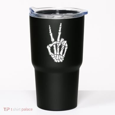 Skeleton Hand Peace Sign Bone Tumbler