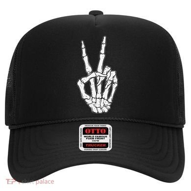 Skeleton Hand Peace Sign Bone Hat