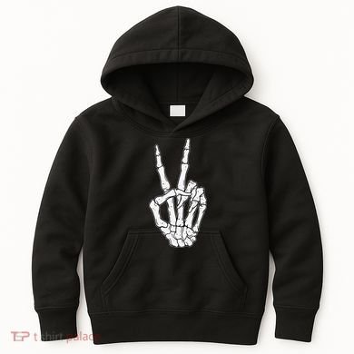 Skeleton Hand Peace Sign Bone Kids Hoodie