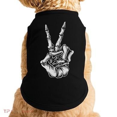 Skeleton Hand Peace Sign Bones Vintage Retro Peace Doggie Tank