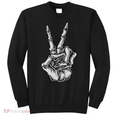 Skeleton Hand Peace Sign Bones Vintage Retro Peace Sweatshirt