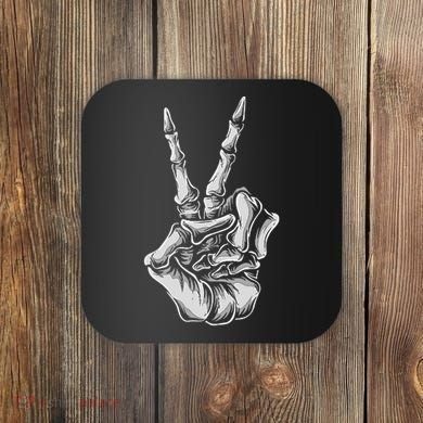 Skeleton Hand Peace Sign Bones Vintage Retro Peace Coaster