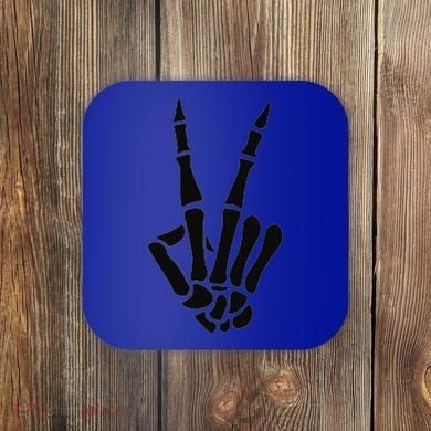 Skeleton Hand Peace Sign Bones Pocket Halloween Skeleton Coaster