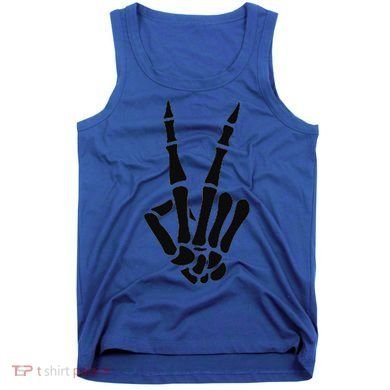 Skeleton Hand Peace Sign Bones Pocket Halloween Skeleton Tank Top