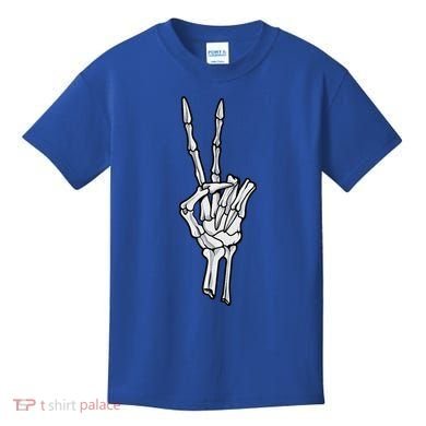 Skeleton Hand Peace Sign Kids T-Shirt