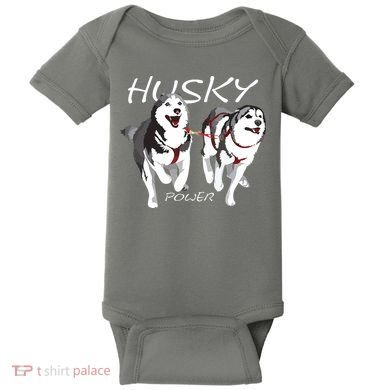 Siberian Husky Power Awesome Cute Husky Baby Bodysuit