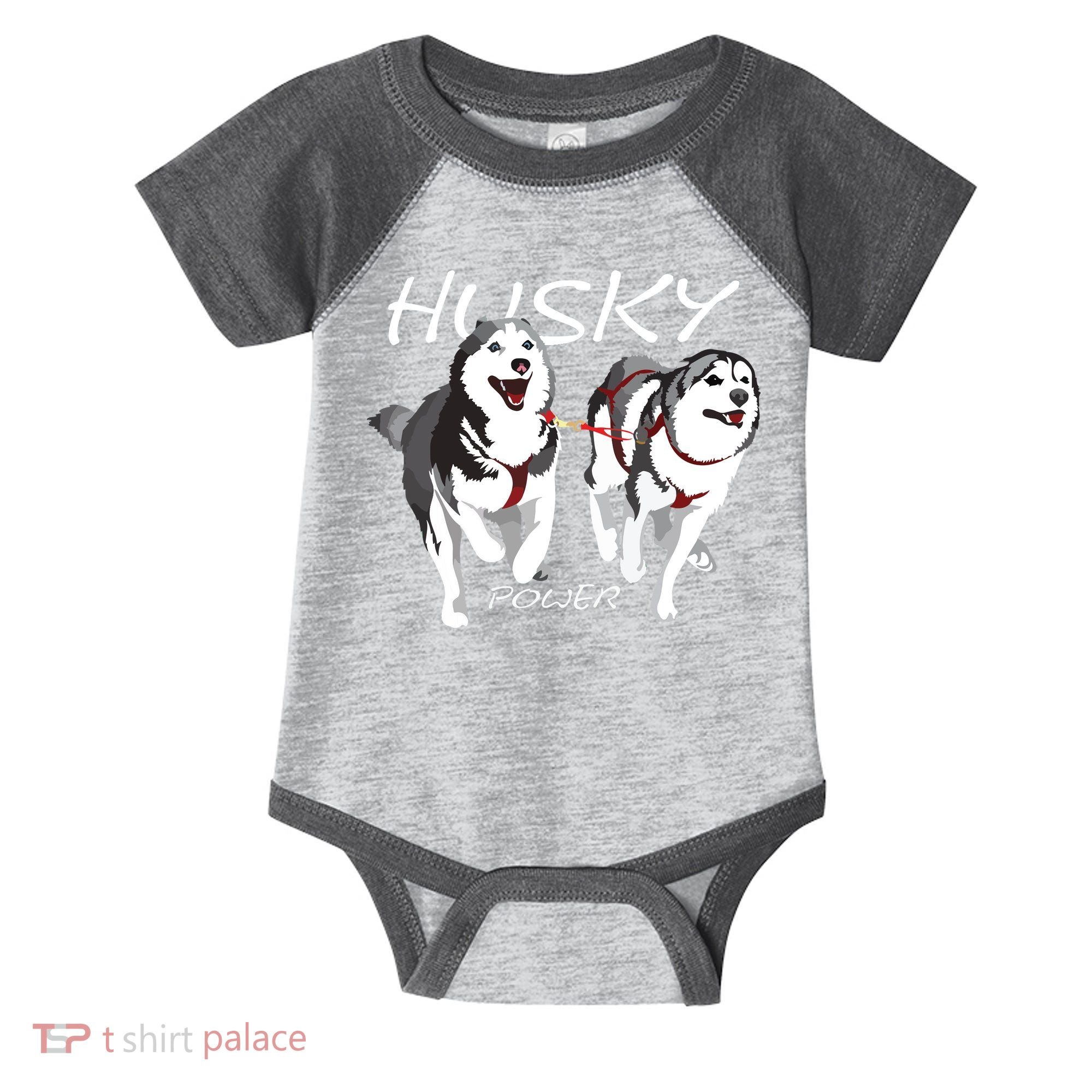 Siberian Husky Power Awesome Cute Husky Infant Baby Jersey Bodysuit