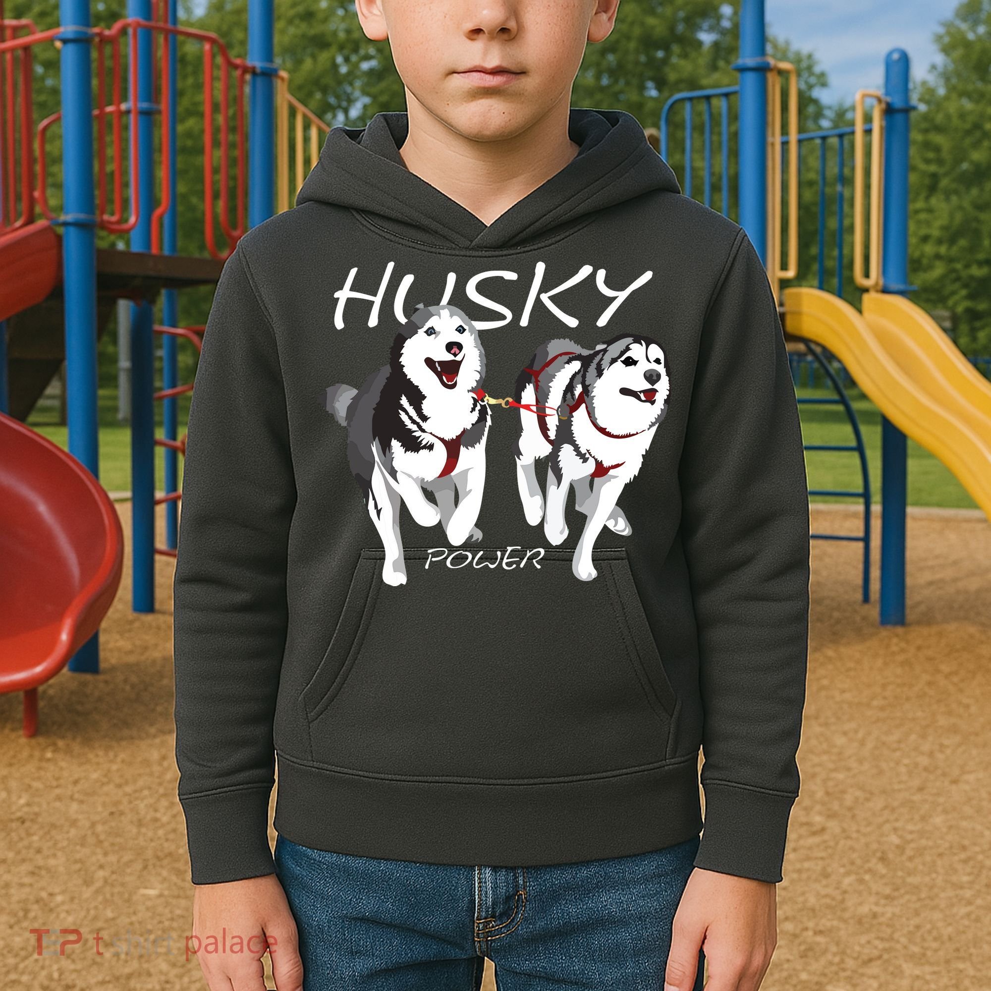 Siberian Husky Power Awesome Cute Husky Kids Hoodie