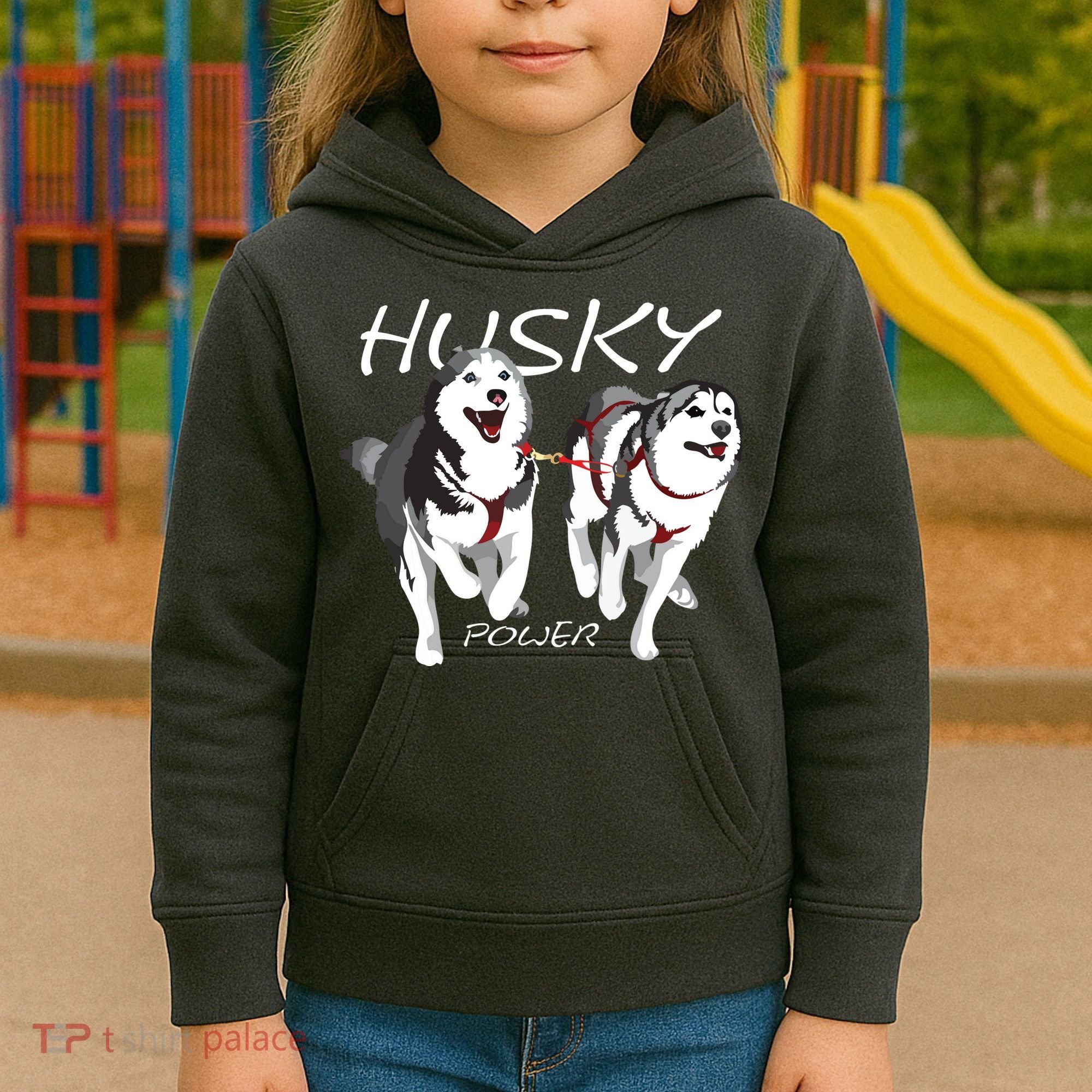 Siberian Husky Power Awesome Cute Husky Kids Hoodie