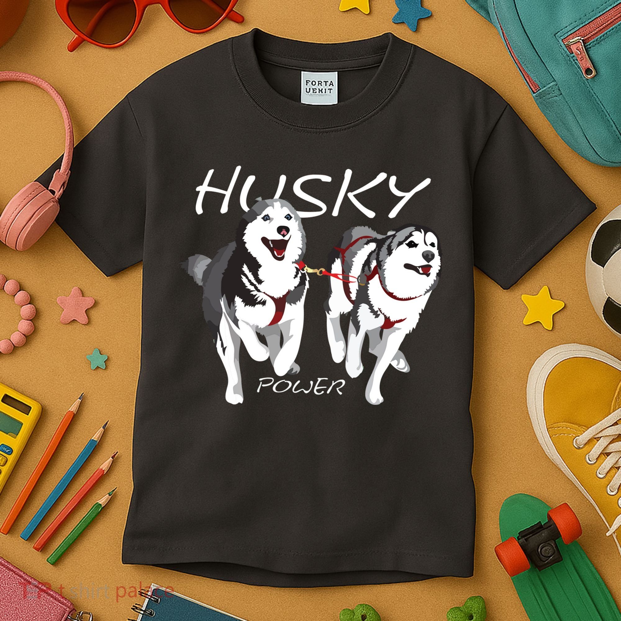 Siberian Husky Power Awesome Cute Husky Kids T-Shirt