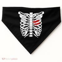 Skeleton Heart Ribcage Halloween Love Costume Idea USA-Made Doggie Bandana thumb 0