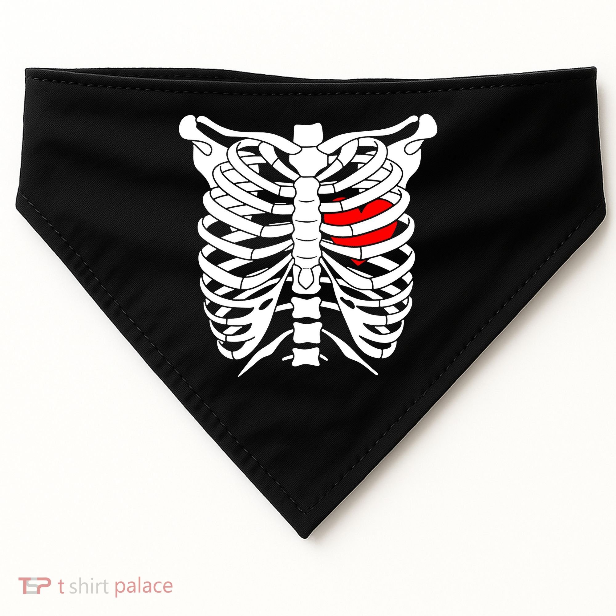 Skeleton Heart Ribcage Halloween Love Costume Idea USA-Made Doggie Bandana