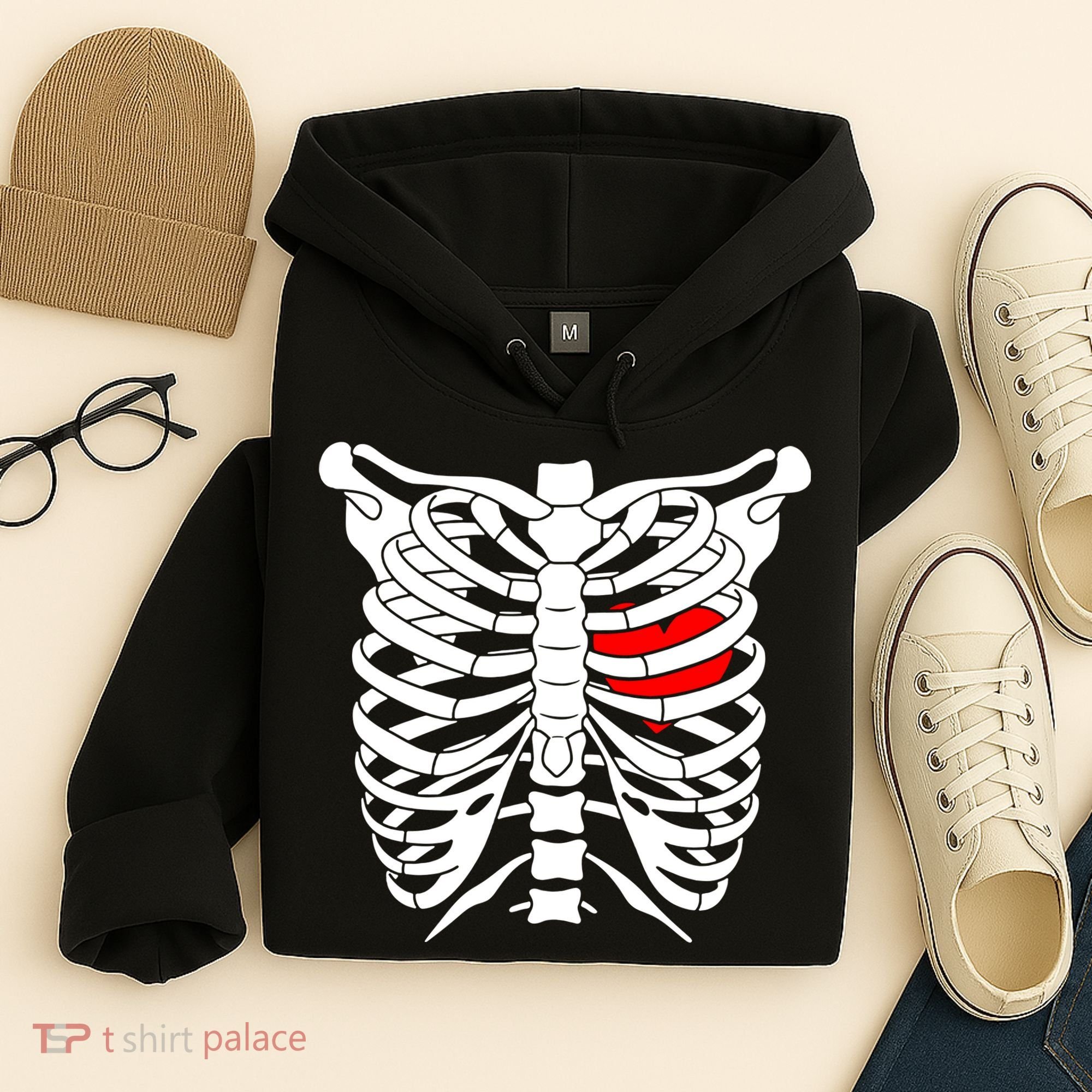 Skeleton Heart Ribcage Halloween Love Costume Idea Hoodie