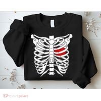 Skeleton Heart Ribcage Halloween Love Costume Idea Sweatshirt thumb 2