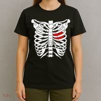 Skeleton Heart Ribcage Halloween Love Costume Idea T-Shirt thumb 4