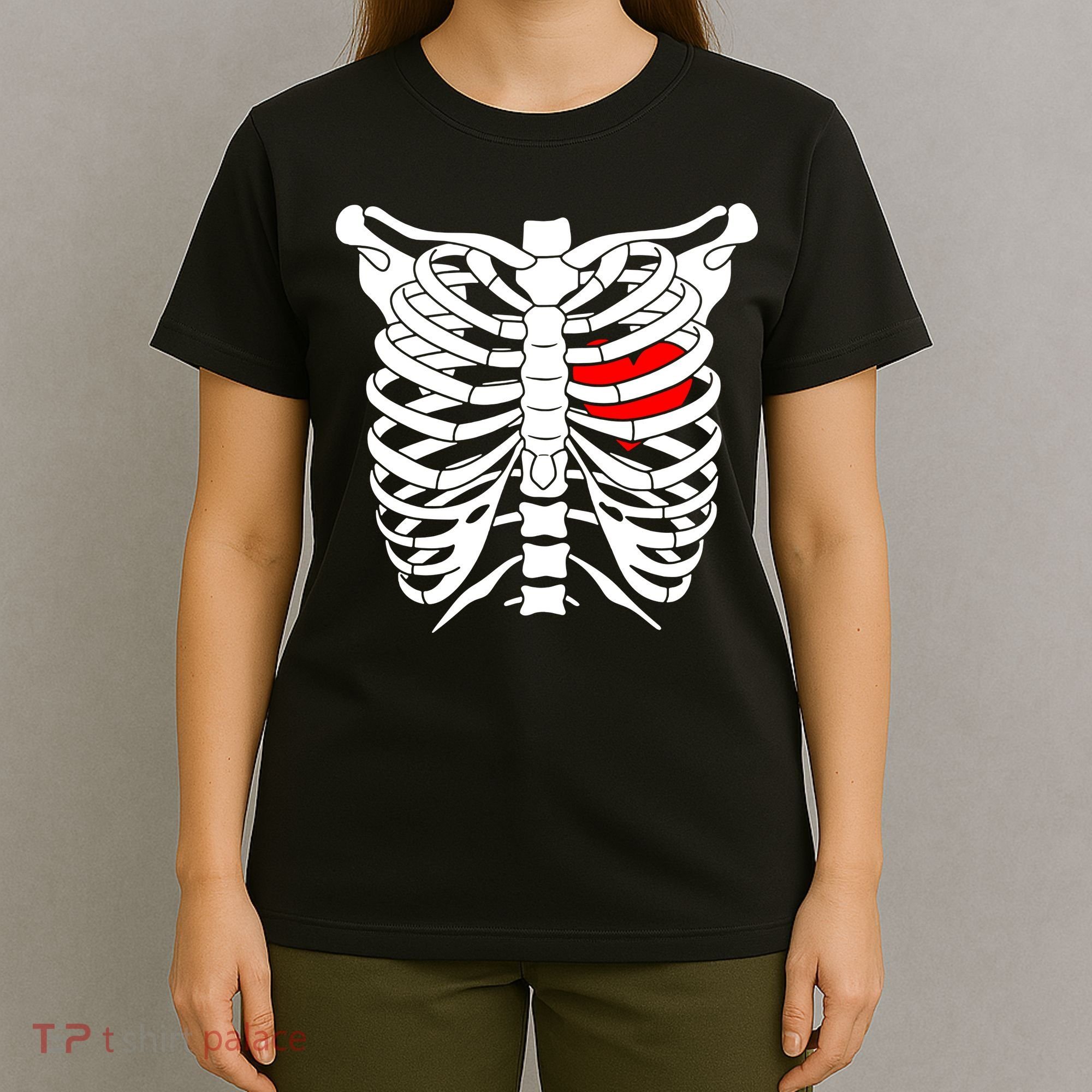 Skeleton Heart Ribcage Halloween Love Costume Idea T-Shirt