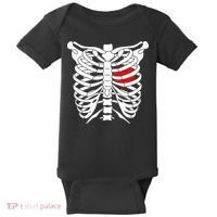 Skeleton Heart Ribcage Halloween Love Costume Idea Baby Bodysuit thumb 0