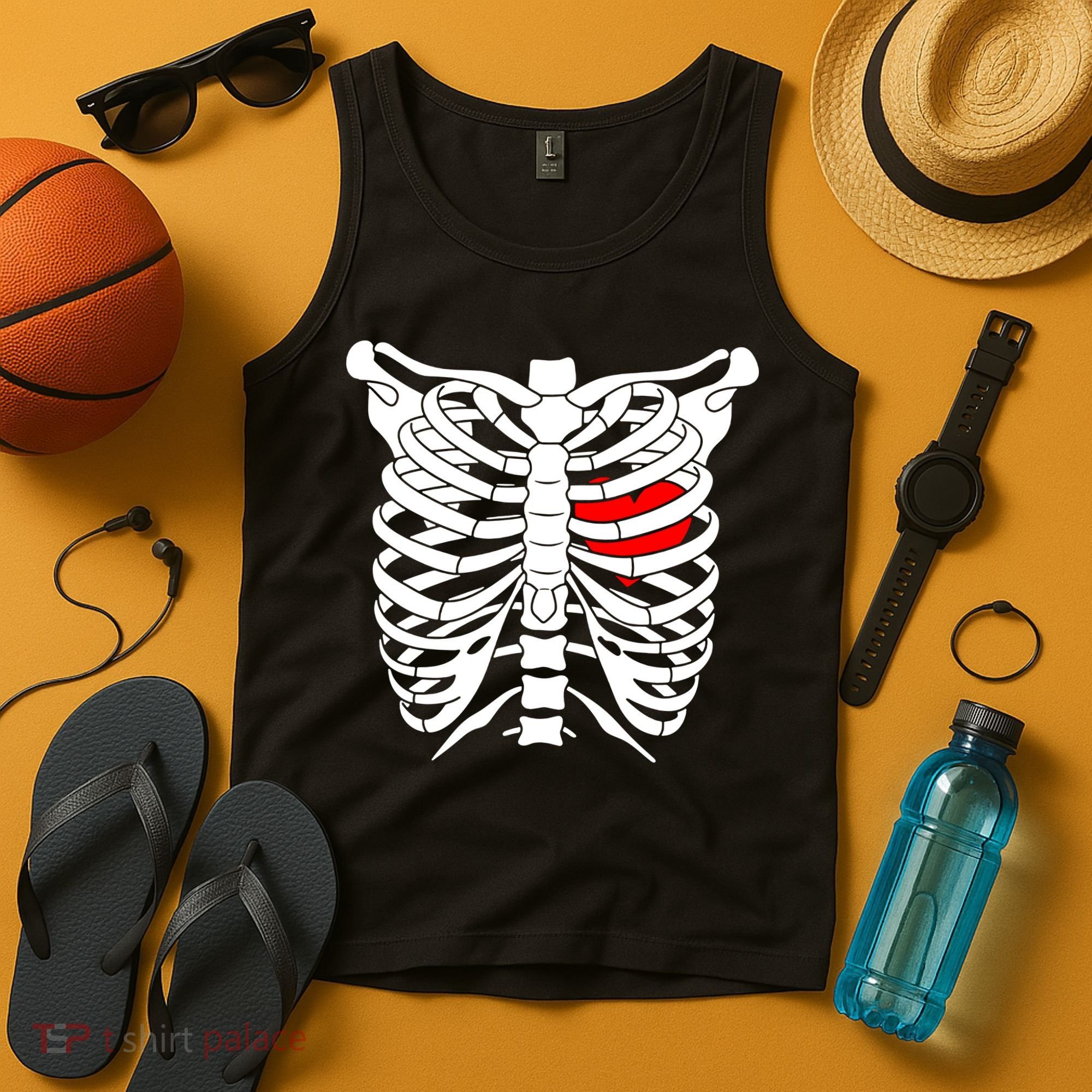 Skeleton Heart Ribcage Halloween Love Costume Idea Tank Top
