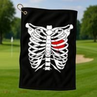 Skeleton Heart Ribcage Halloween Love Costume Idea Golf Towel thumb 1