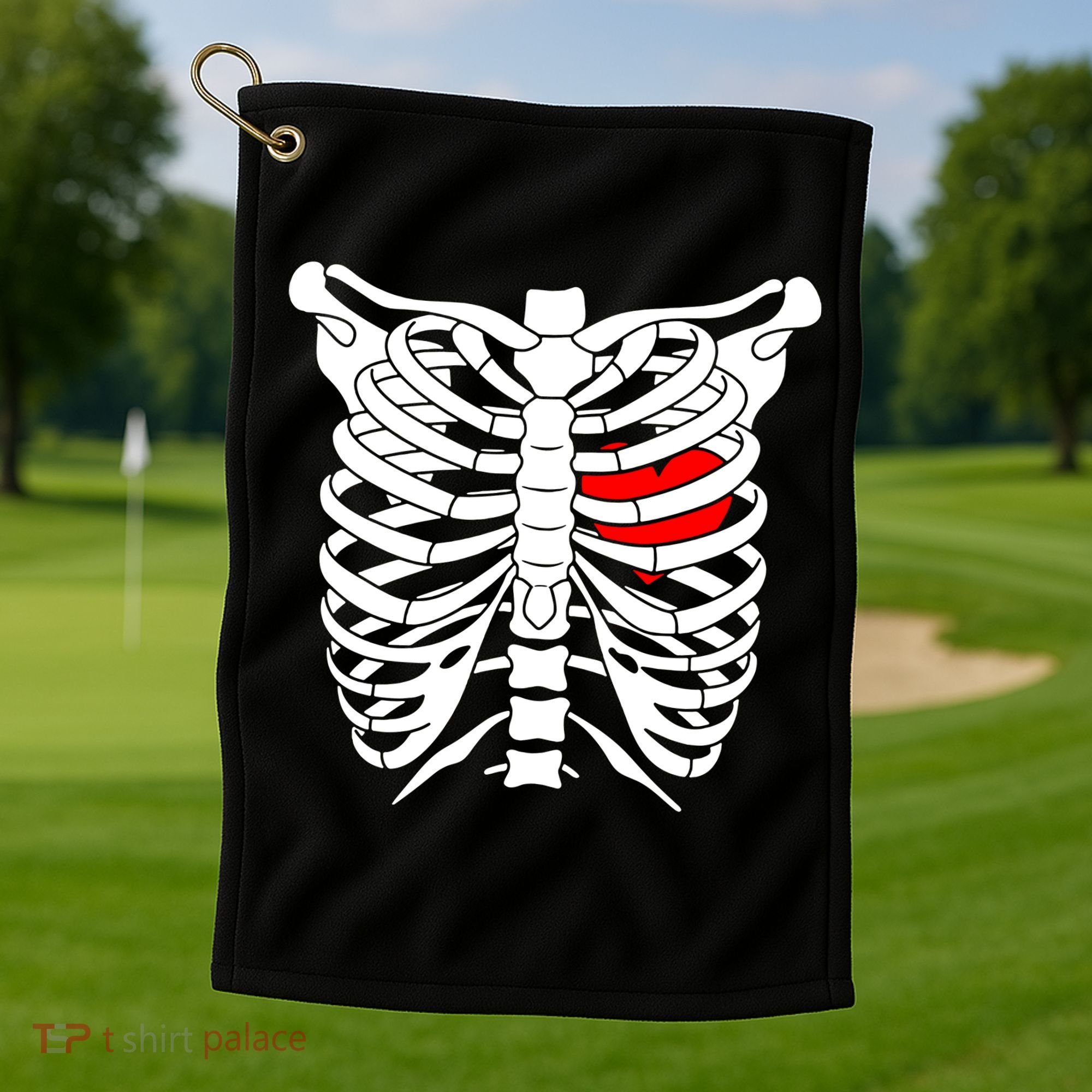 Skeleton Heart Ribcage Halloween Love Costume Idea Golf Towel